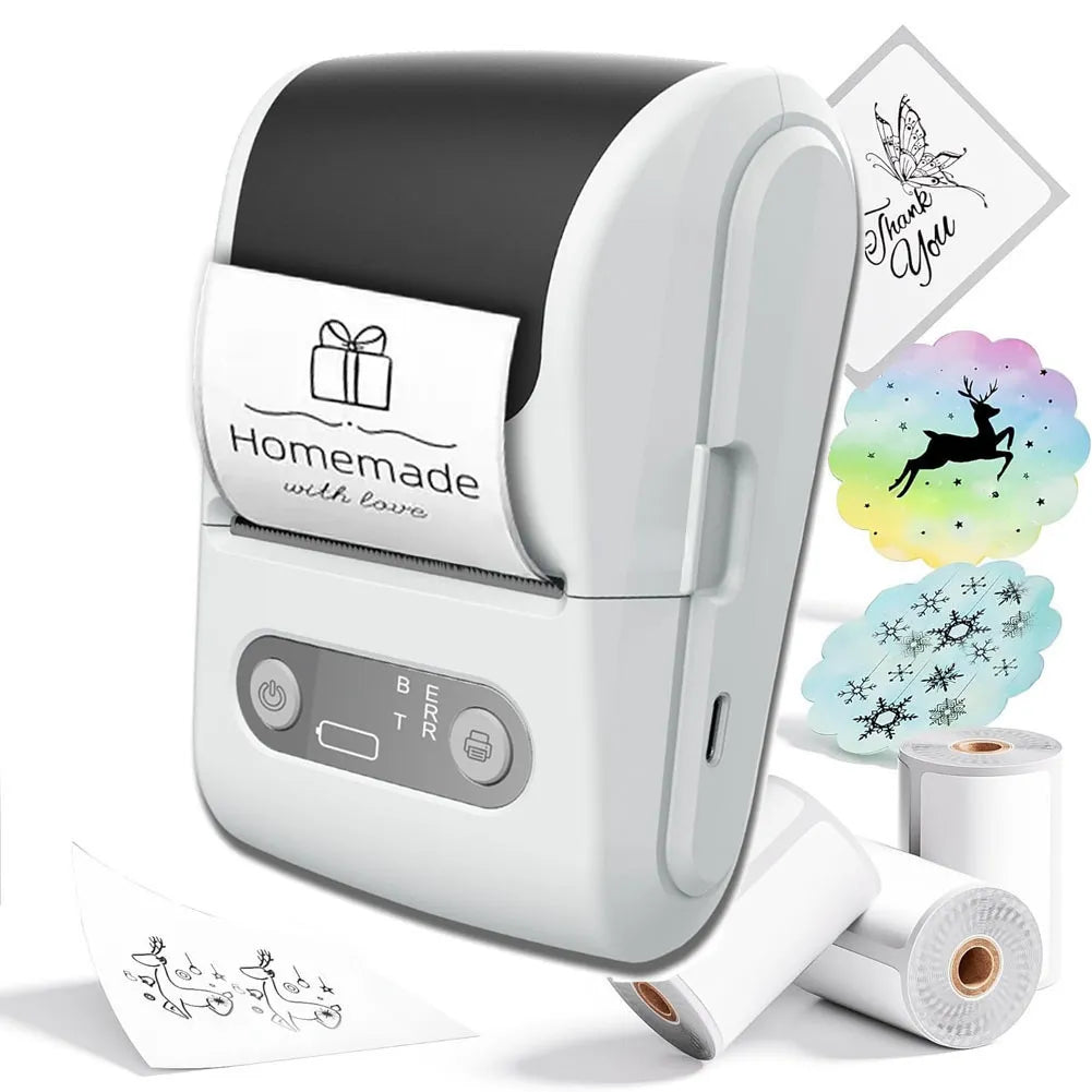 Beyaz Kablosuz Portatif Etiket Yazıcısı