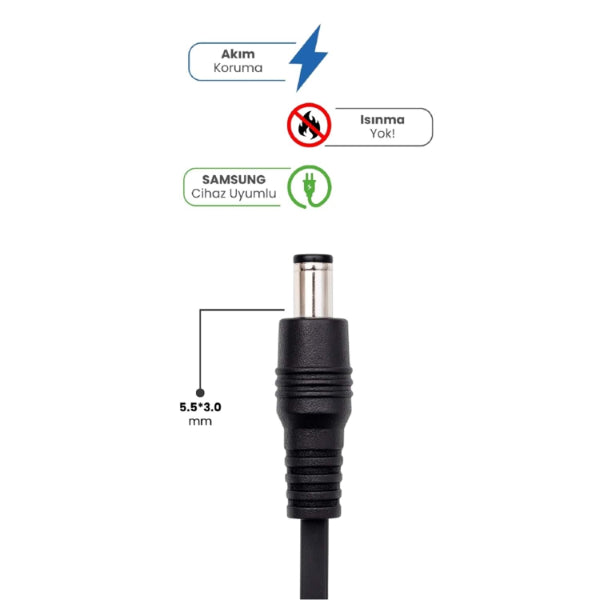 19V 4.74A 5.5 * 3.0mm 90W SAMSUNG İçin Laptop Adaptör
