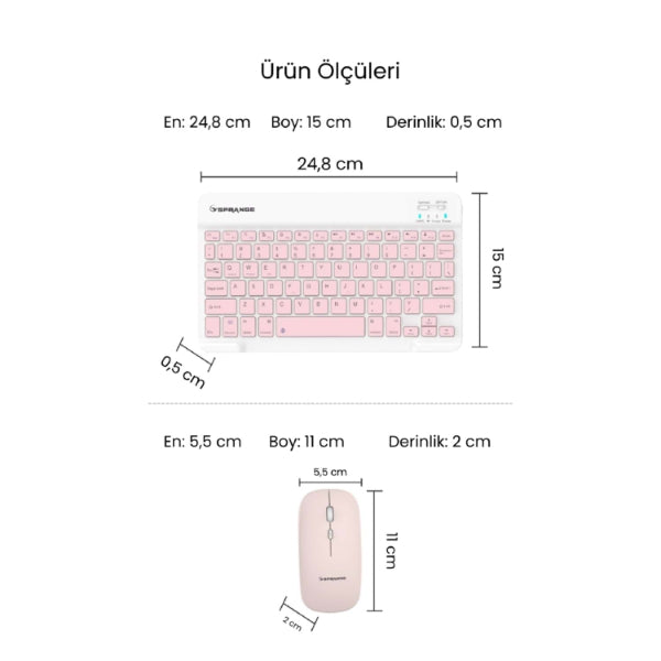 Pembe Kablosuz Klavye Ve Mouse Seti