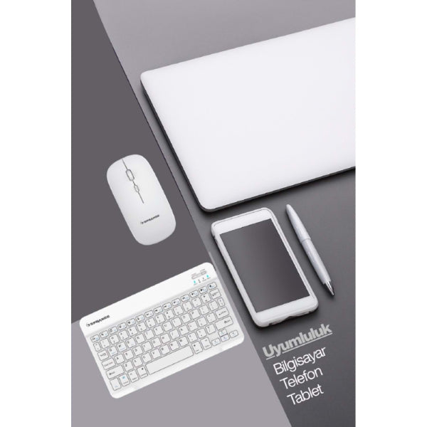 Beyaz Kablosuz Klavye Ve Mouse Seti