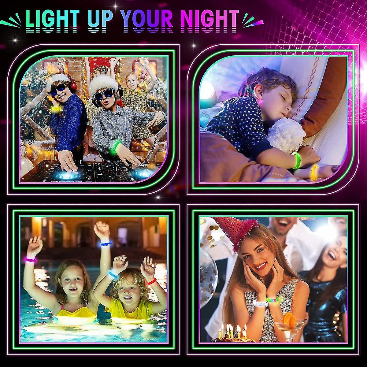 Led Işıklı Pilli Rengarenk Kalın Bileklik Karışık Renk 1 Adet