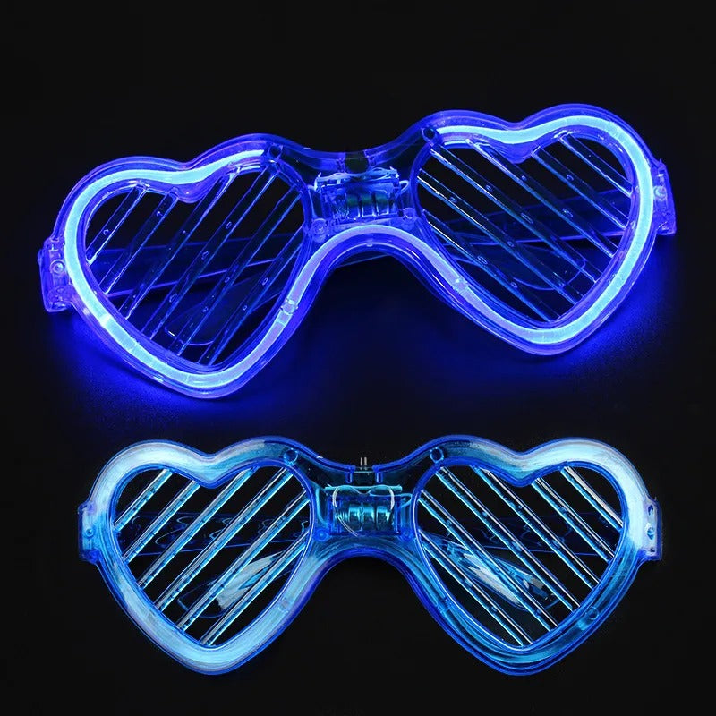Mavi LED Işıklı Kalp Gözlük – 3 Modlu