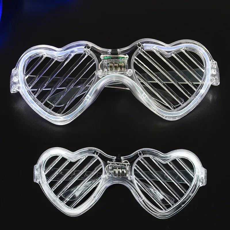 Beyaz LED Işıklı Kalp Gözlük – 3 Modlu