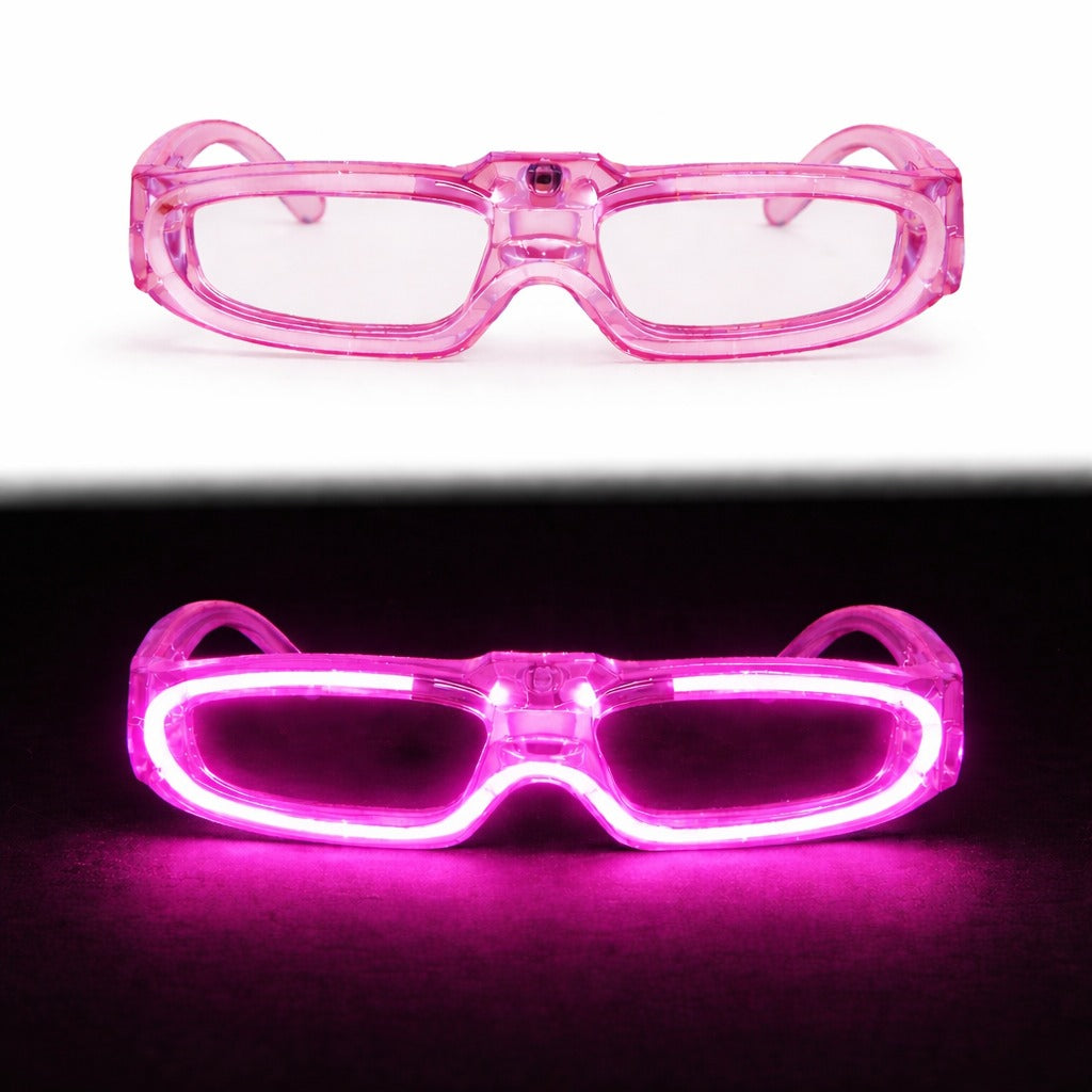 Pembe LED Işıklı Parti Gözlüğü - 3 Modlu