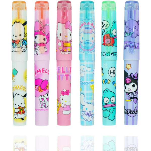 6'lı Fosforlu Kalem Seti - Hello Kitty Kuromi ve Arkadaşları