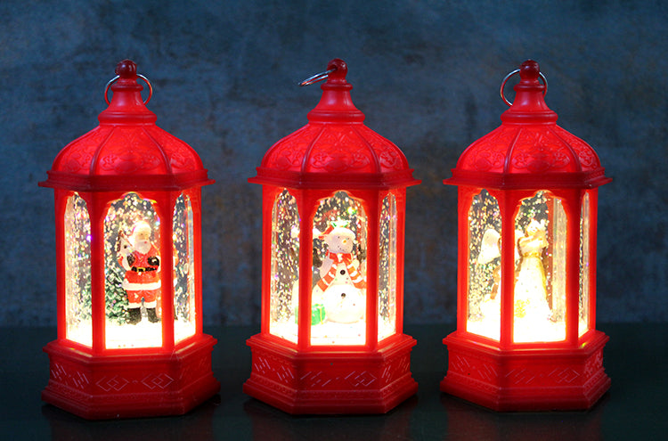 Yılbaşı Temalı Işıklı Kar Küresi Kırmızı Tasarım