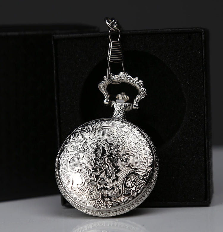 Özel Kutulu Tren Temalı Gümüş Köstekli Saat