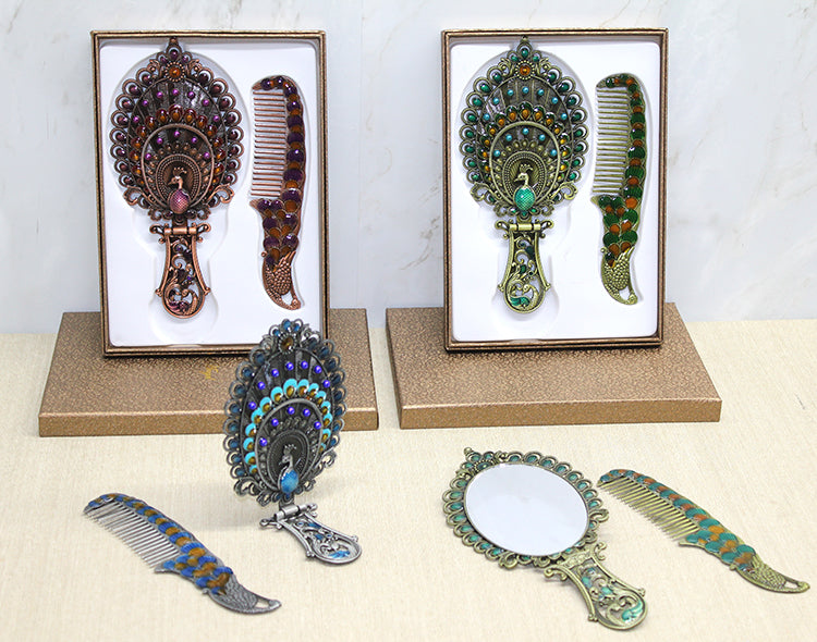 Tavuskuşu Katlanabilir Ayna Ve Tarak Seti Büyük Boy