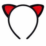 Peluş Kedi Kulaklı Taç Kırmızı Siyah
