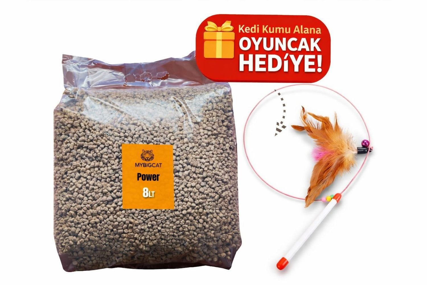 Kedi Bakım Paketi: Kedi Oyun Oltası ve Kedi Kumu 2 Ürün